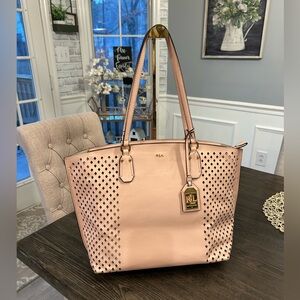 Ralph Lauren Pink Perforated Tote Bag
